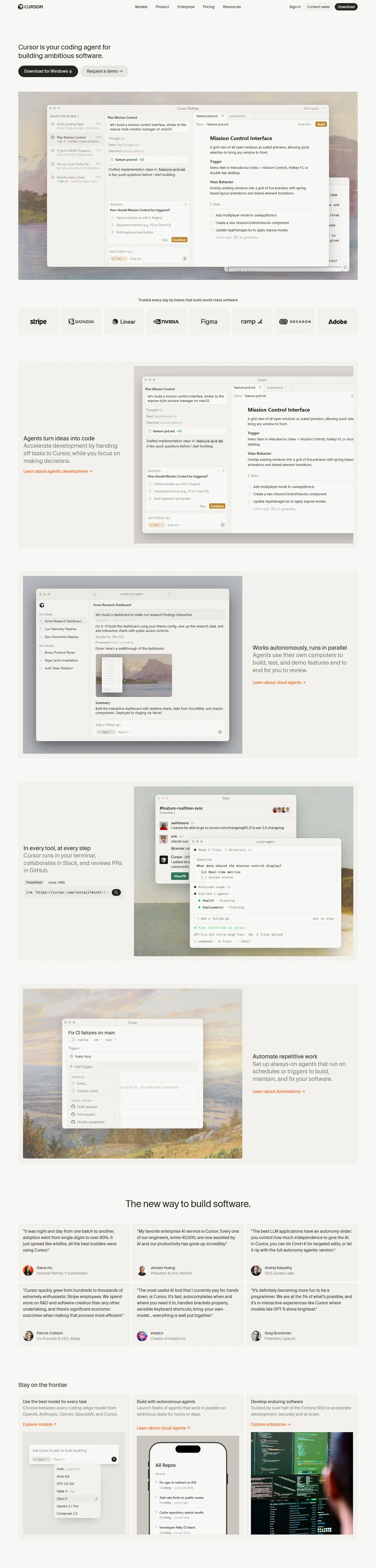 Full page of cursor.com