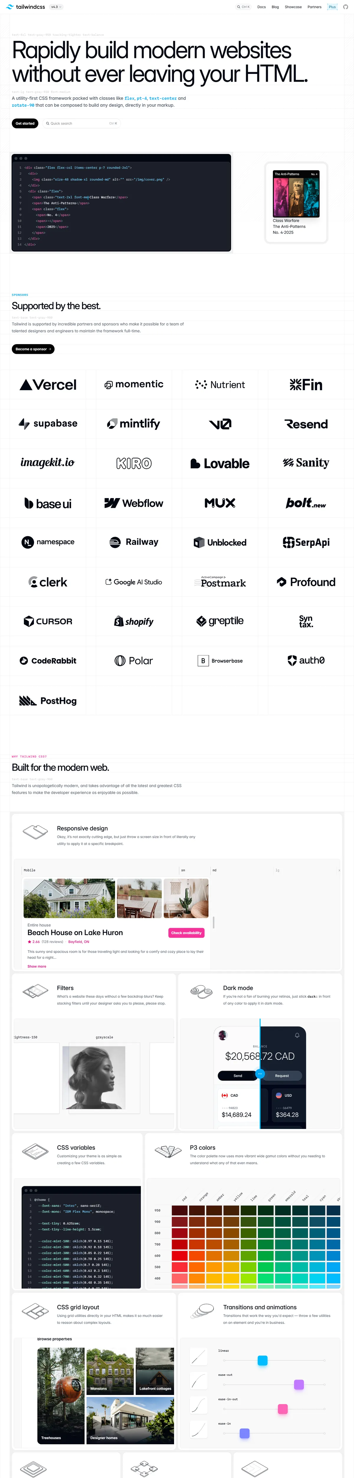 Full page of tailwindcss.com