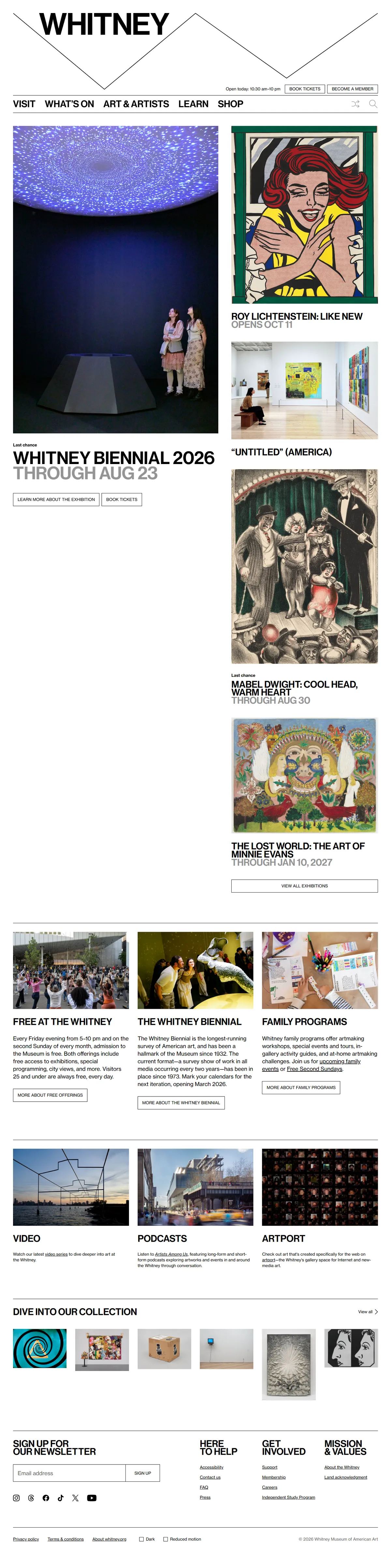 Full page of whitney.org